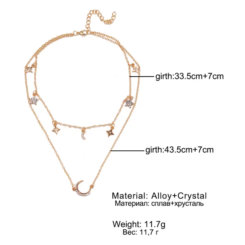 mehrschichtige-halskette-collier-volldiamant-stern-mond-silber-gold~3